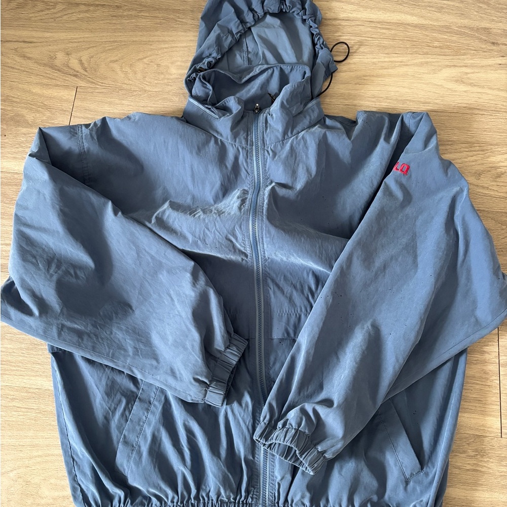 Blue Hooded Windbreaker Jacket